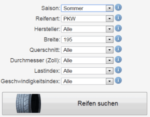 Suchformular für Sommerreifen