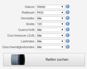 Suchformular für Winterreifen